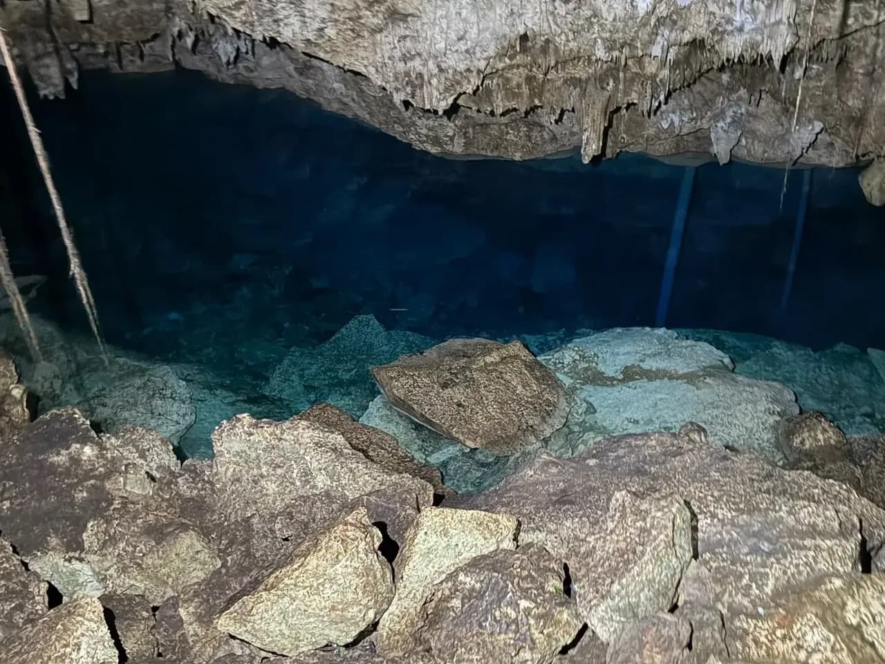 Turquoise fresh water under the vault