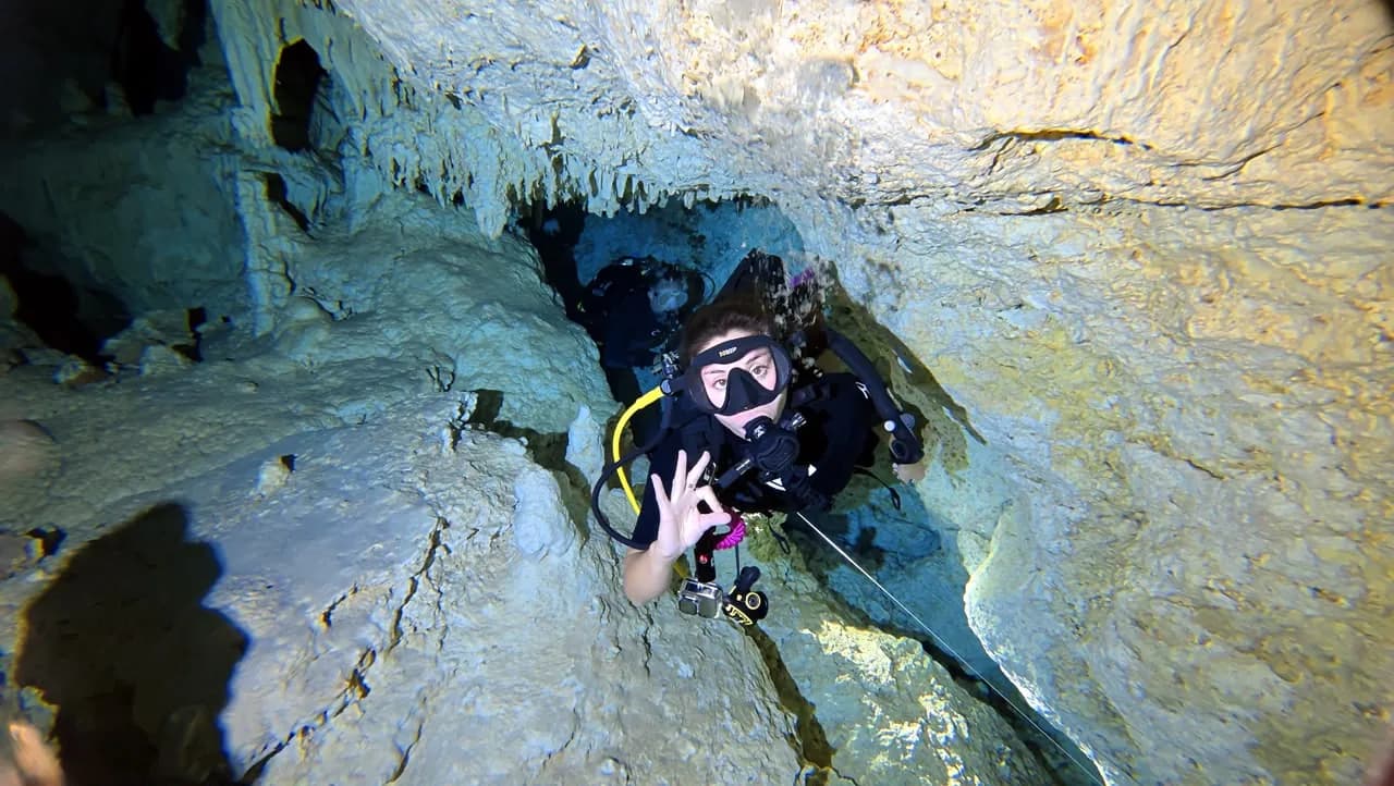 A diver through a narrow section