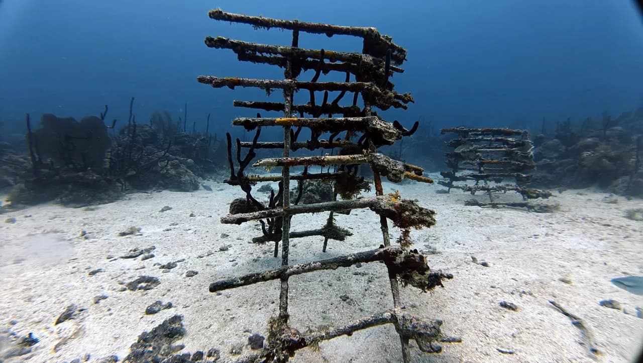 The coral nursery frames at Guaraguao