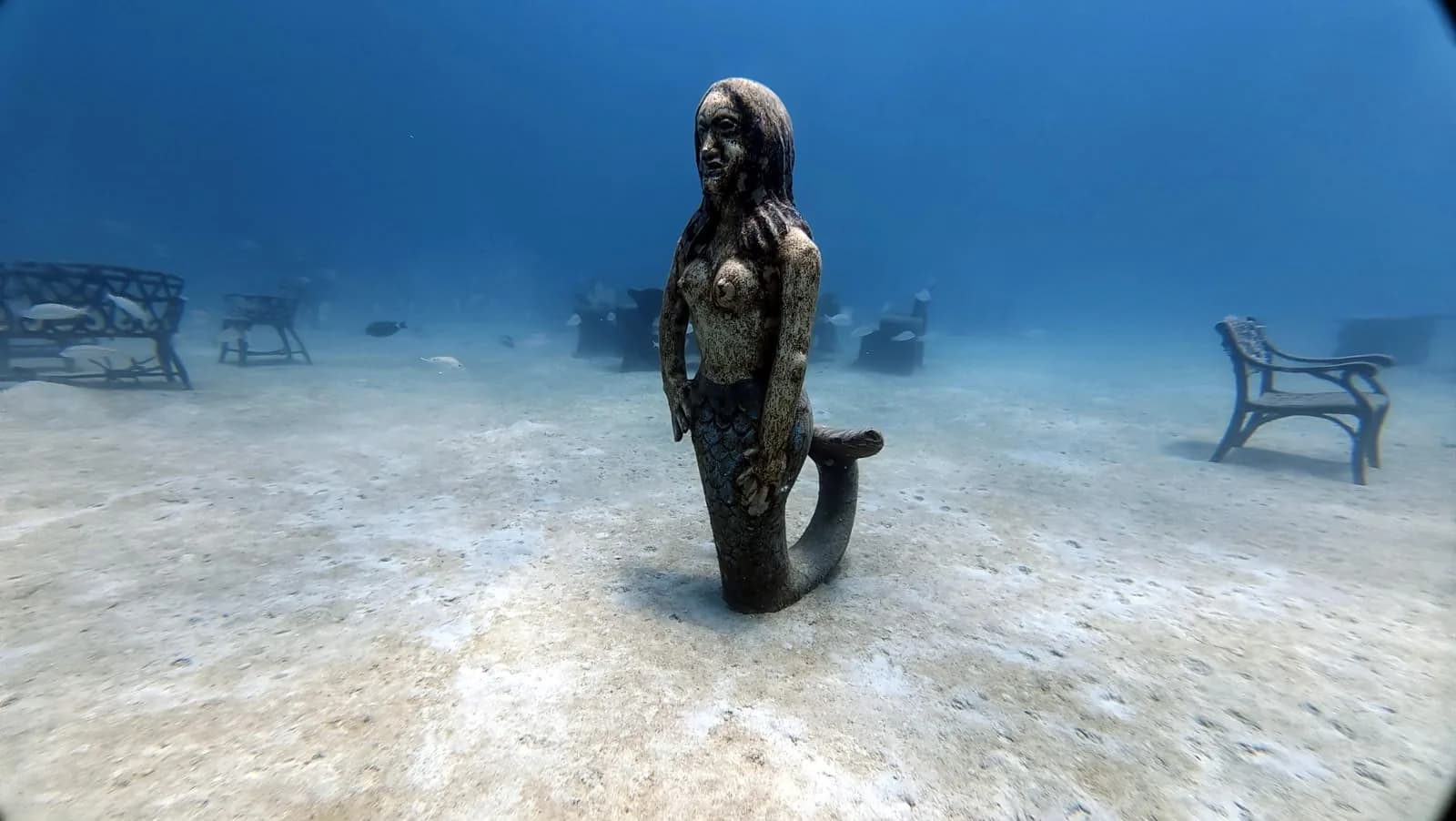 The mermaid at the Ivan and Dana underwater park