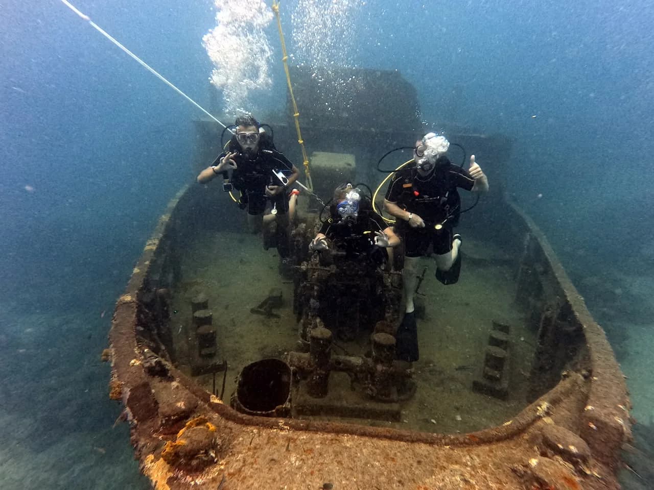 Two divers over the Atlantic Princess